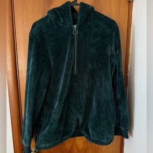 Dark Green Velvet Hoodie